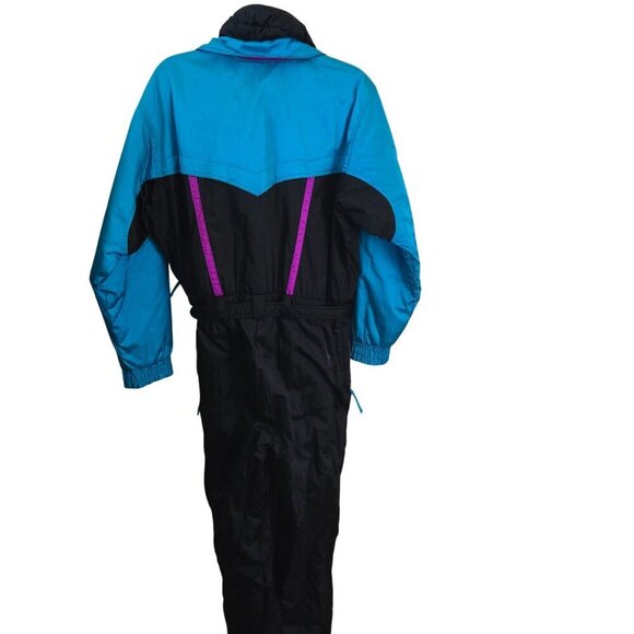 Solar Edge Vintage 90s Rare One Piece Black Multi Ski Suit Jumpsuit Size L - Picture 2 of 6